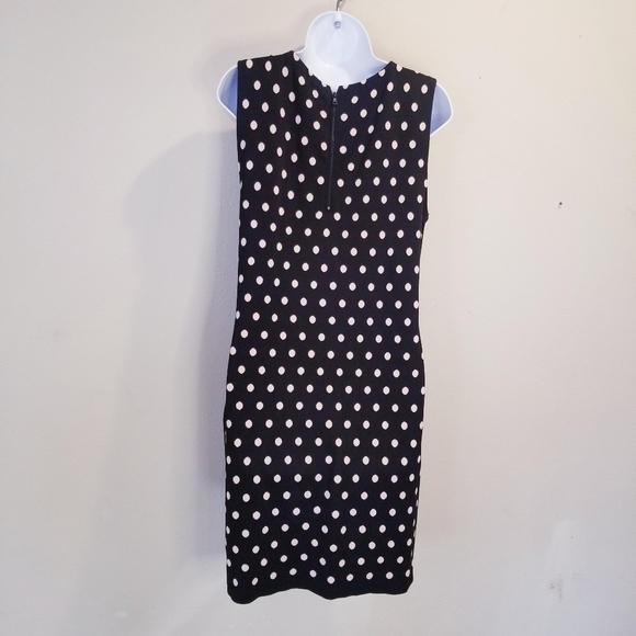 Alice + olivia black polka dots knit ribbed sleeveless dress - Picture 4 of 8